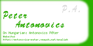 peter antonovics business card