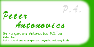 peter antonovics business card